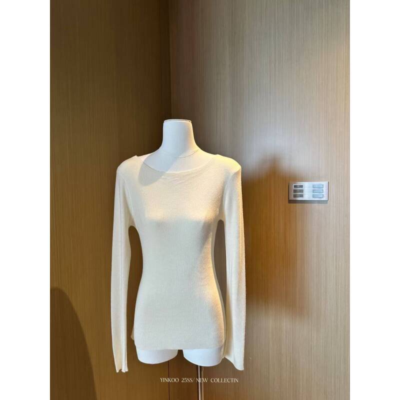 Yinkoo「百搭系列」纯色圆领针织衫女秋冬季薄款显瘦内搭上衣