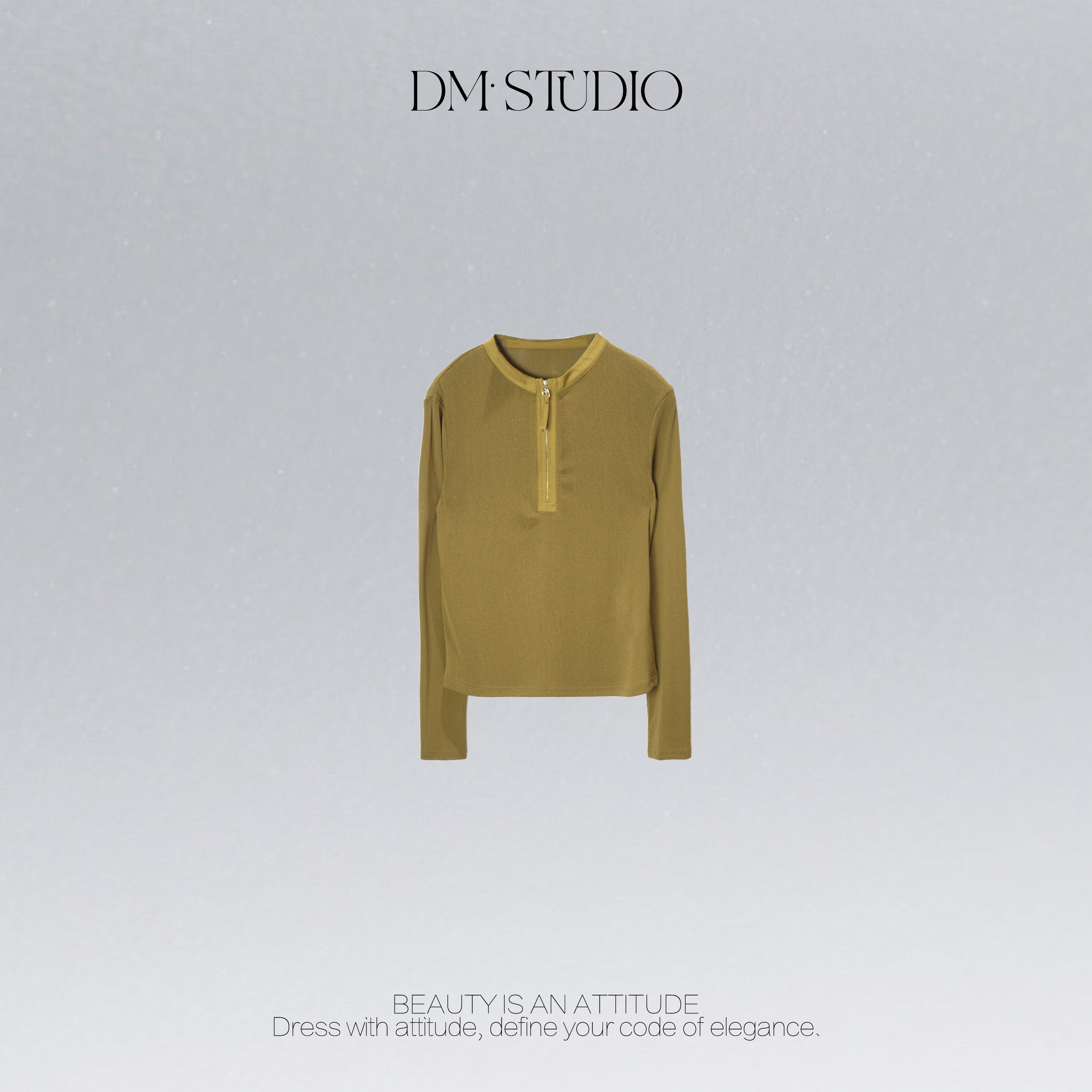 DEDM•STUDIO/气质减龄显瘦百搭修身半拉链打底上衣2510TX/52T262