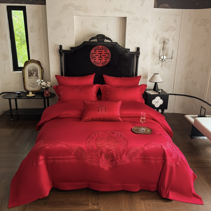 2025新款全棉纯棉刺绣婚庆四件套-喜漾 喜漾系列