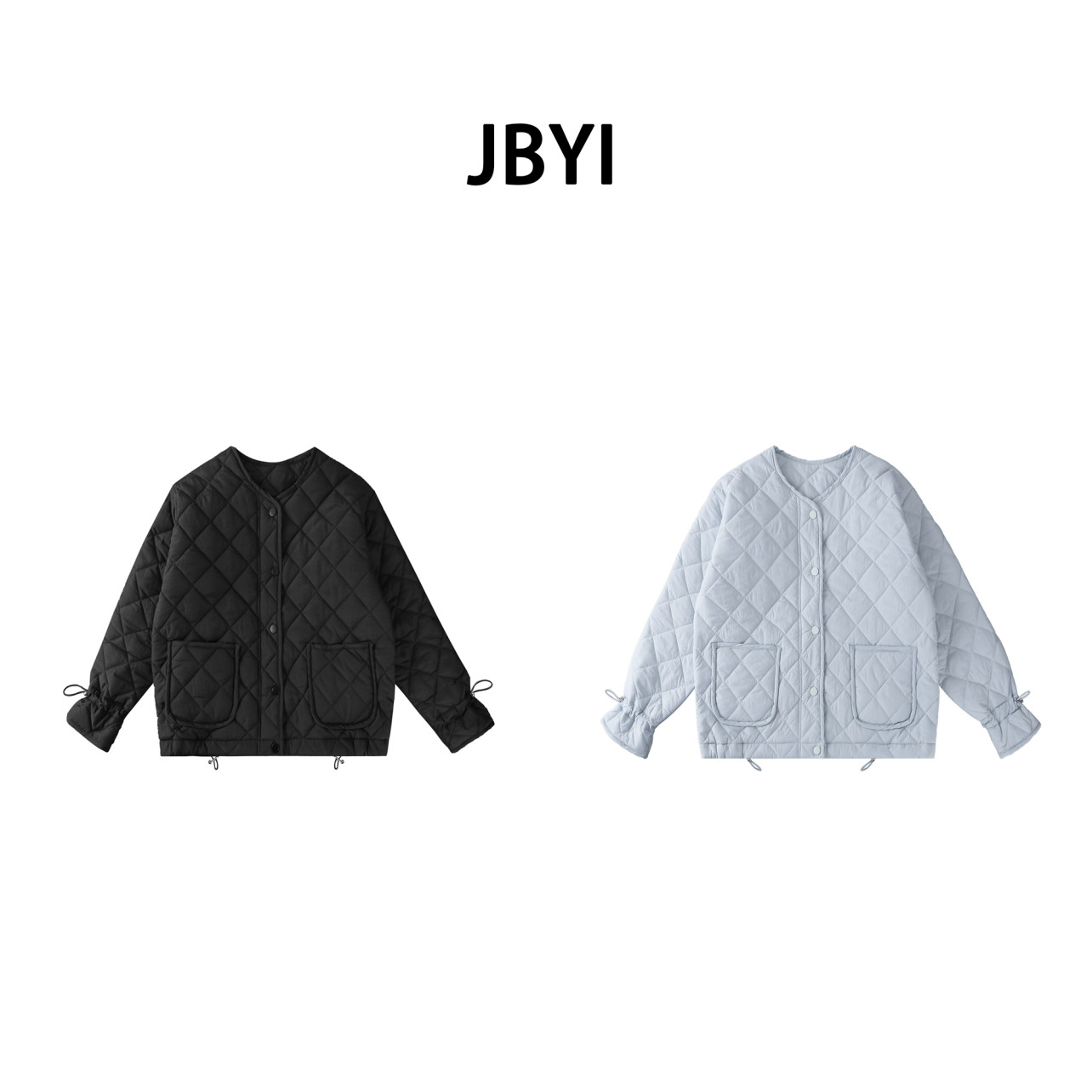 安禾家-小个子【云朵泡芙菱格】立体精裁韩系慵懒风百搭圆领棉服