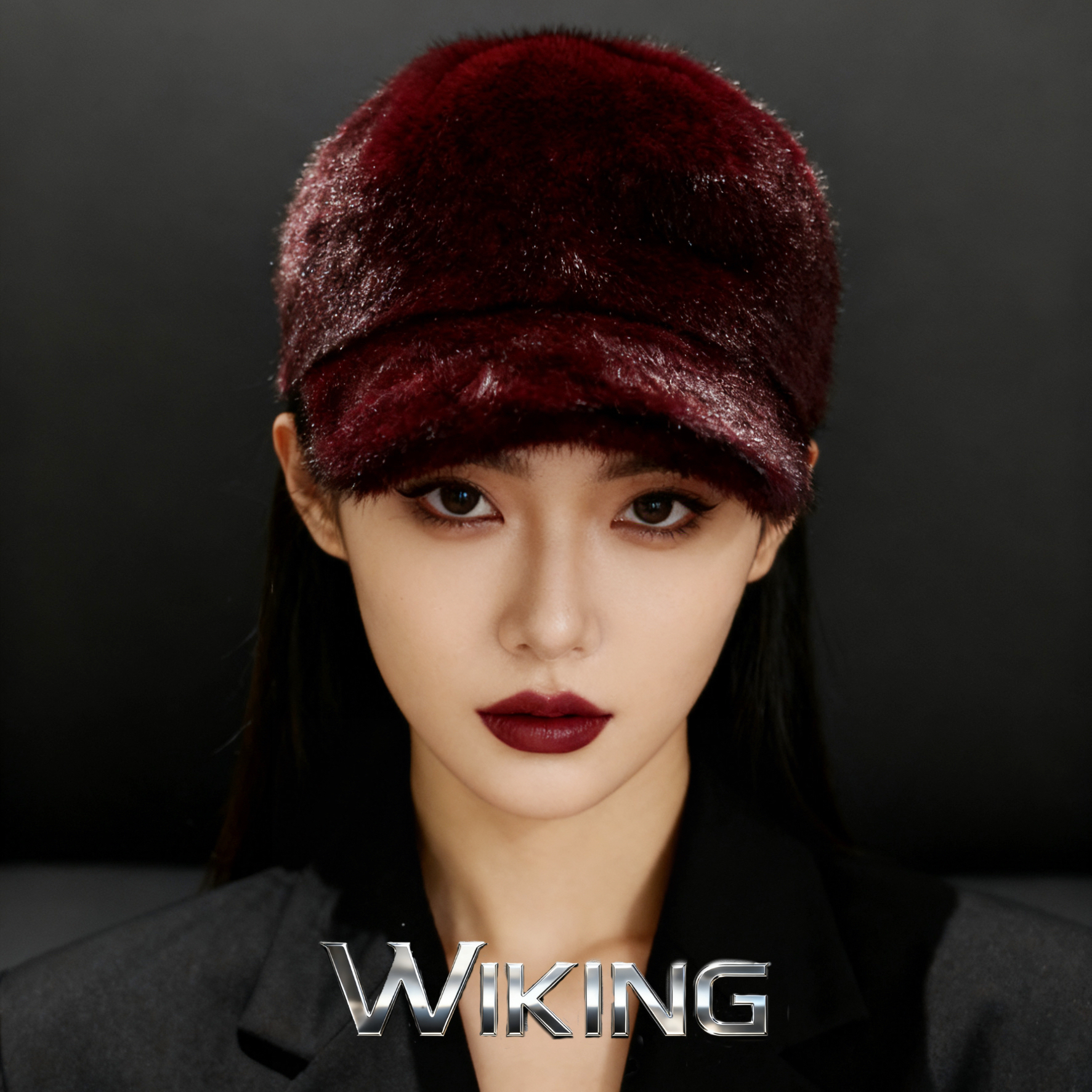 王大嘴原创 “深红厚绒”秋冬气质高端毛绒显头小棒球帽M139