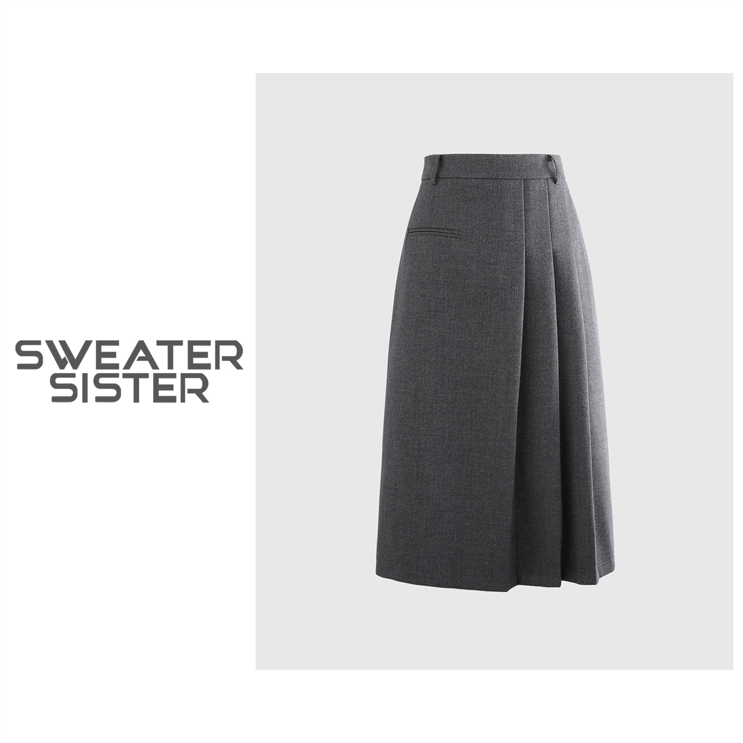 韩系中长款复古伞裙高腰显瘦a字压褶半身裙女626-056