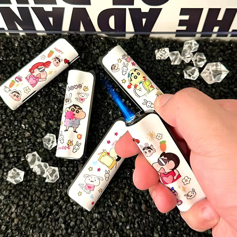 可爱卡通小新系列创意打火机时尚防风蓝焰直冲铁壳充气高颜值礼品