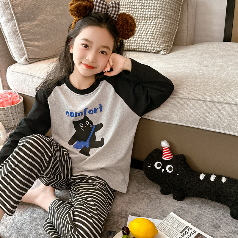 儿童睡衣2025新款春秋家居服套装两件套纯棉女童中大童秋季空调服