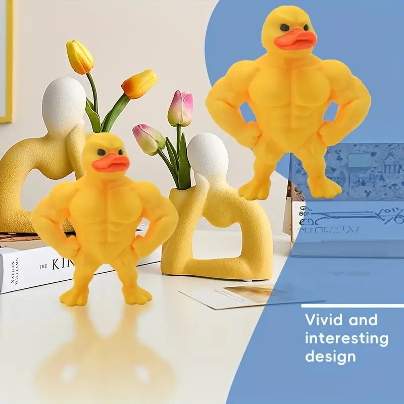 3D打印肌肉小黄鸭搞笑玩具新品创意鸭子家居装饰桌面摆件礼物