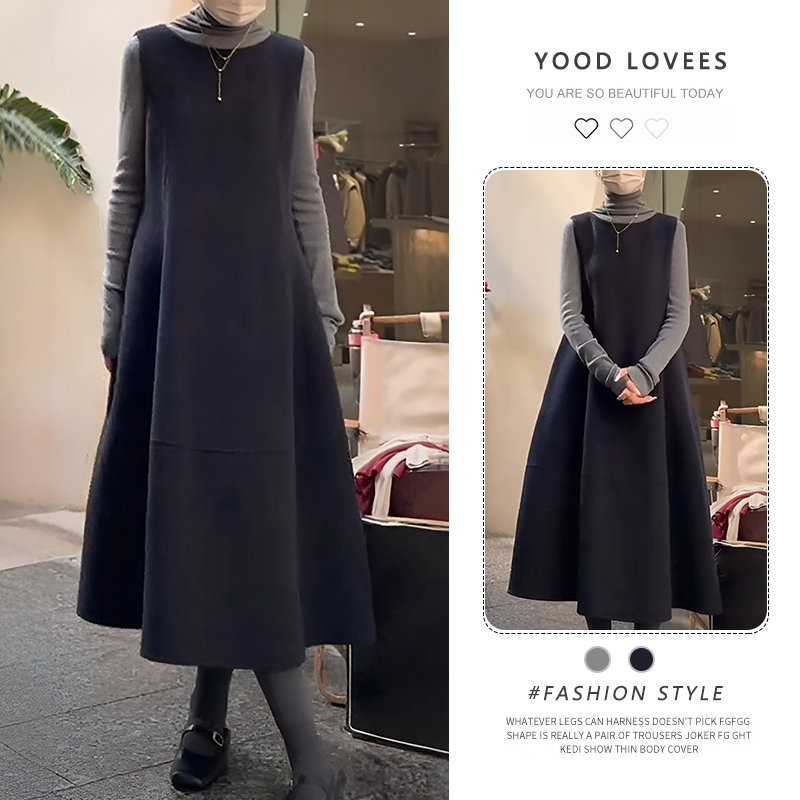 韩系通勤风气质套装2025春秋新款韩版显瘦打底衫无袖背心裙两件套