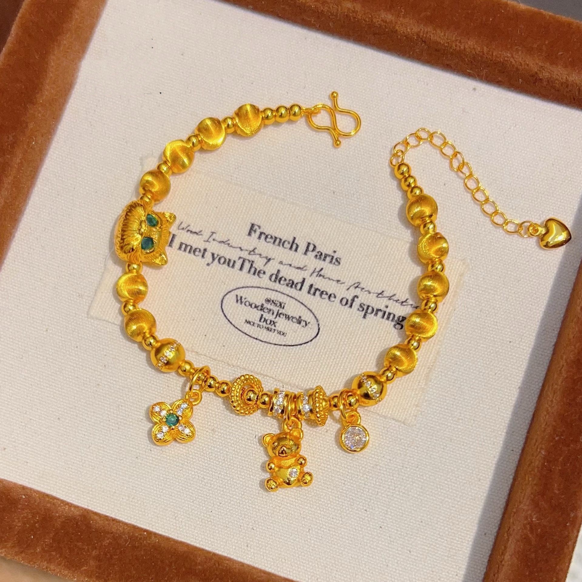 【浠儿姐姐】四叶草小熊猫眼珠手链女DIY碧眼小猫手串配饰