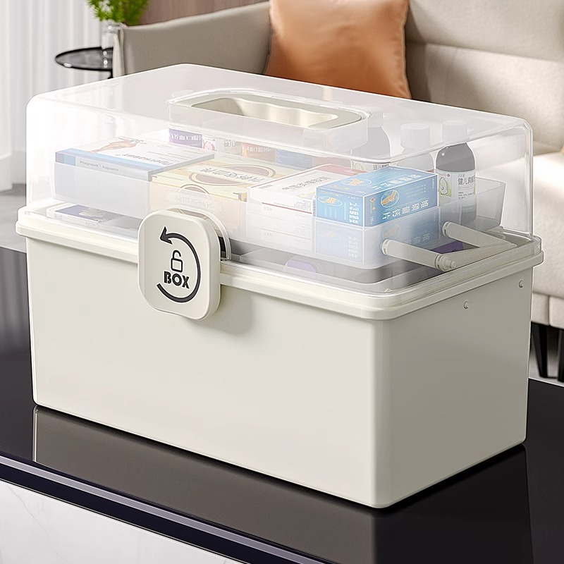 优勤药箱家庭装药物收纳盒家用大容量医药箱多层儿童医疗药品药盒