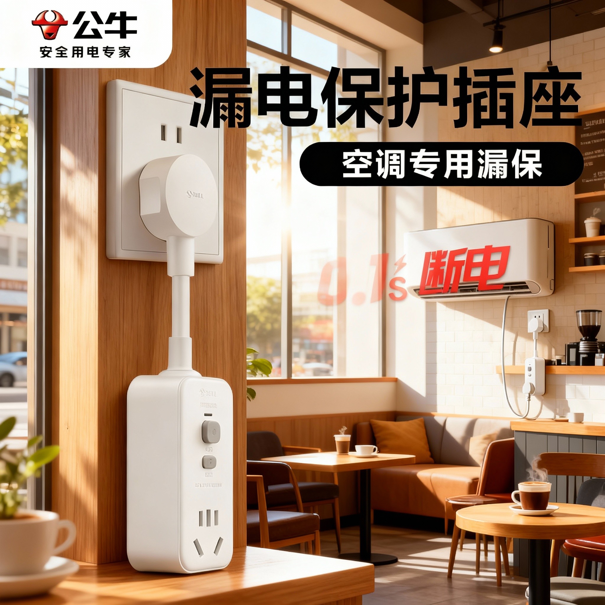 公牛空调大功率漏电保护器插头16A热水器接线防漏电自动断电插头