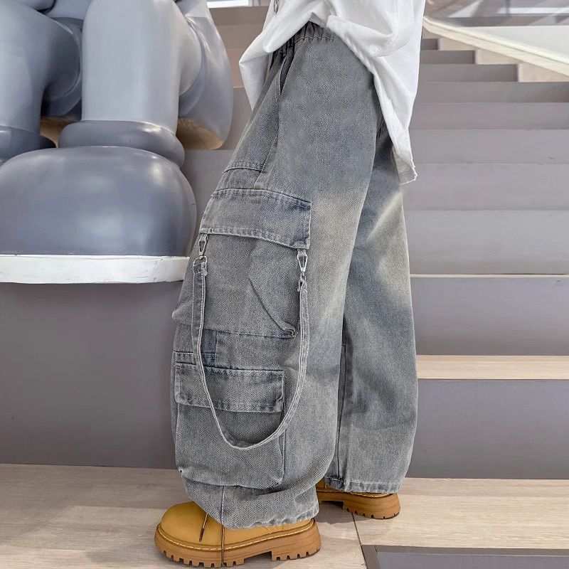 男童牛仔裤秋季炸街2025春秋新款儿童装中大童秋装工装裤子痞帅潮