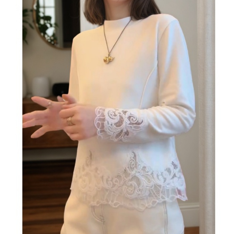 【花雾T恤】冬季百搭时尚新款加绒显瘦设计打底长袖T恤LK2508867