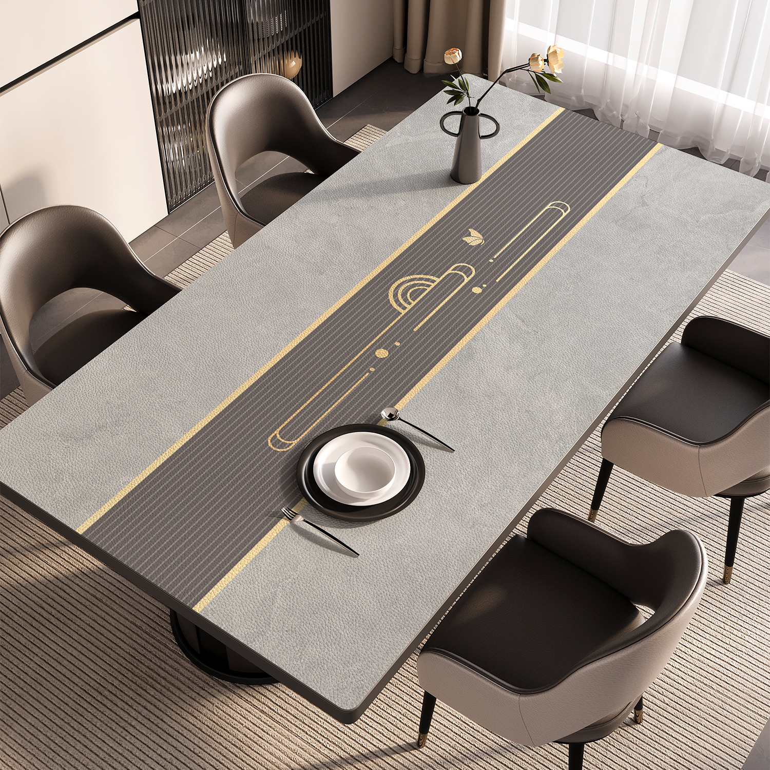现代风餐桌垫防油防水防烫隔热垫子轻奢高级感免洗桌布桌面保护垫