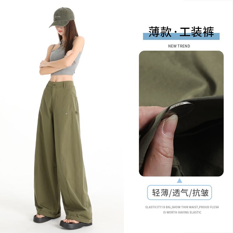 2025美式设计感复古辣妹弯刀裤百搭多口袋阔腿工装休闲裤