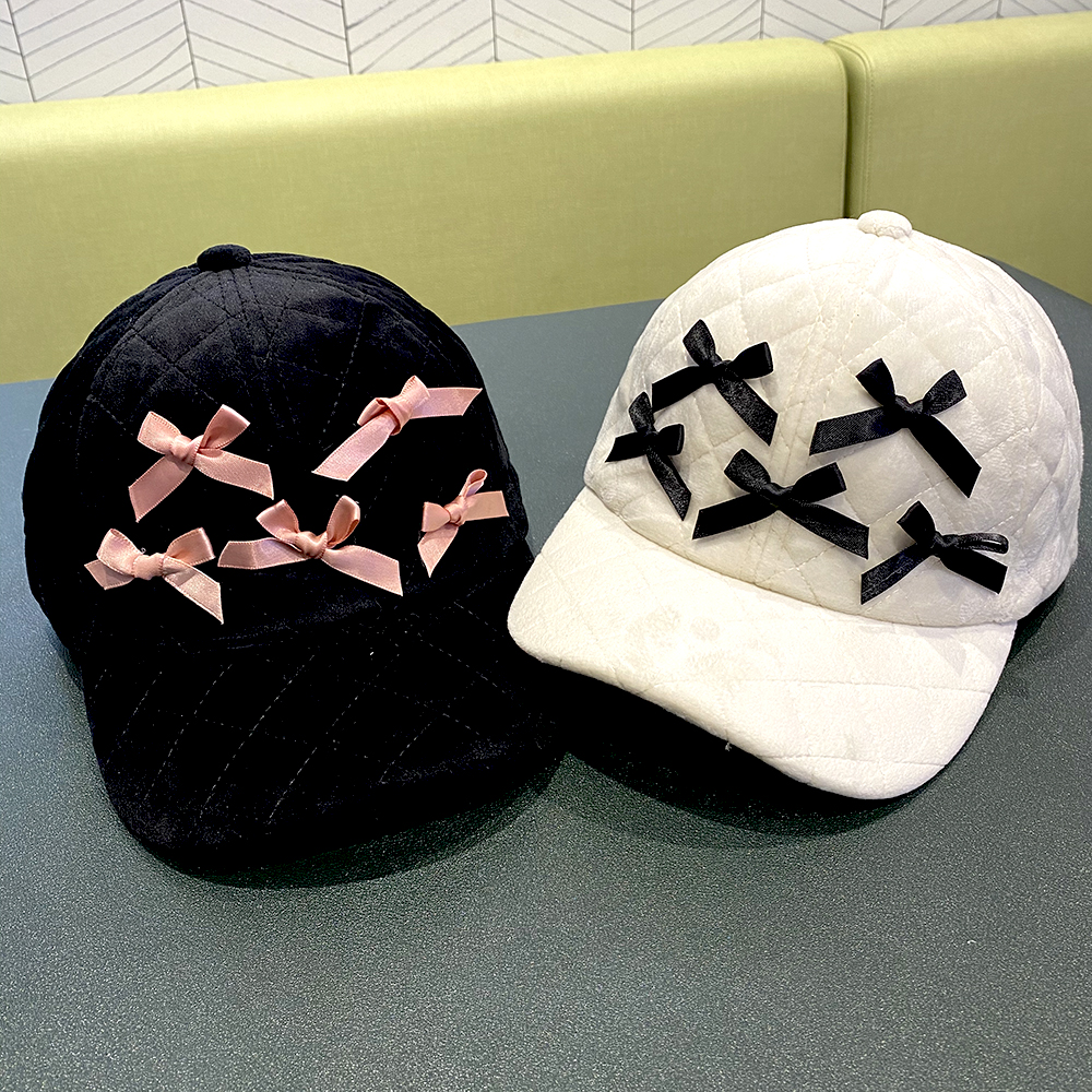 儿童帽子韩版秋冬蝴蝶结加厚保暖鸭舌帽男女童宝宝时尚百搭棒球帽