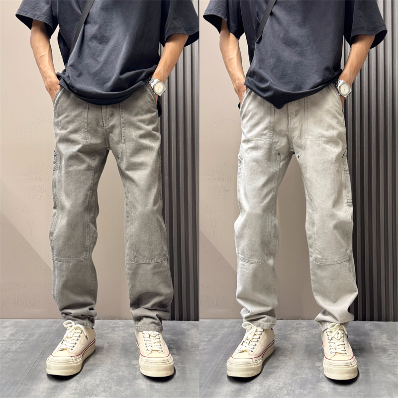 美式复古做旧高街潮流休闲裤秋季新款宽松直筒裤2025男士显瘦裤子