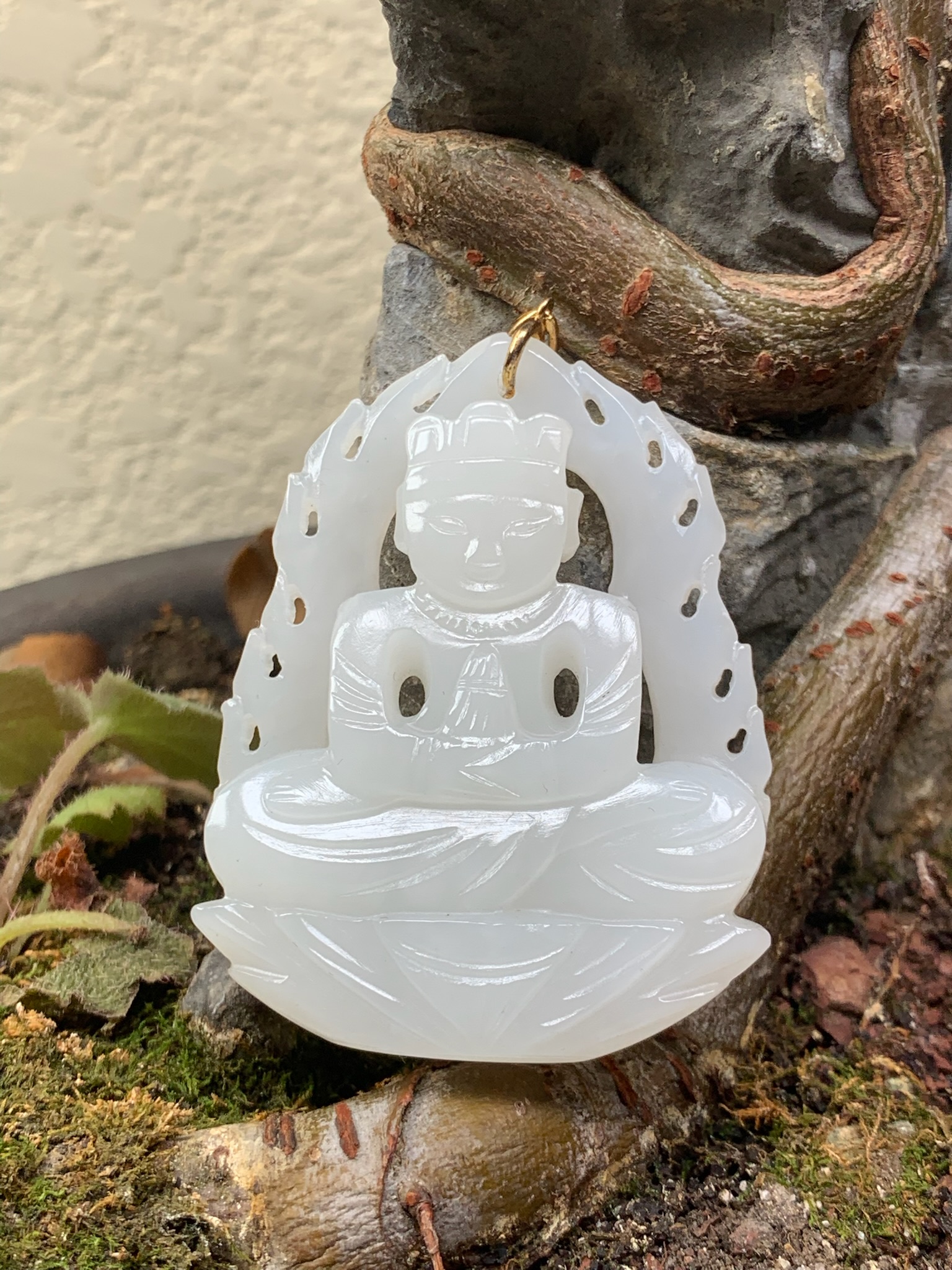 和田玉坐像佛挂件，39克，56*42*11，货号02013，8488015