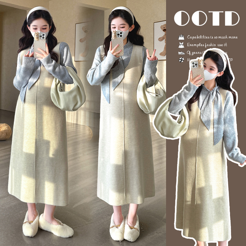 【橙子】孕妇连衣裙2025新款早秋孕妈法式穿搭背带裙子秋季高级感