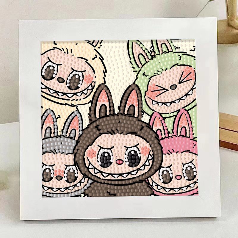 labubu拉布布钻石画儿童手工DIY钻石贴画卡通玩具装饰画摆台相框