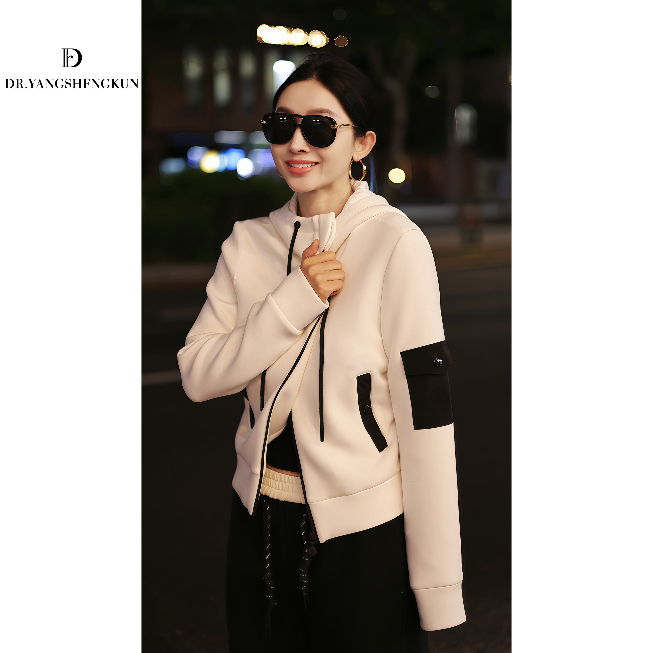 杨圣坤2025新品时尚百搭松弛感高级感连帽卫衣外套S82510119