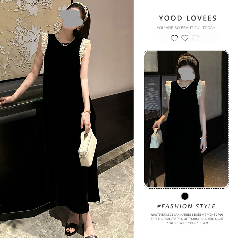 赫本风气质通勤撞色连衣裙女装2026夏季新款小众高级感名媛小黑裙