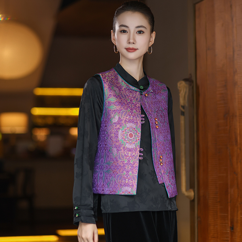 【彩麟宝相花】新中式织锦缎提花马夹2025秋季新中式新中式马甲