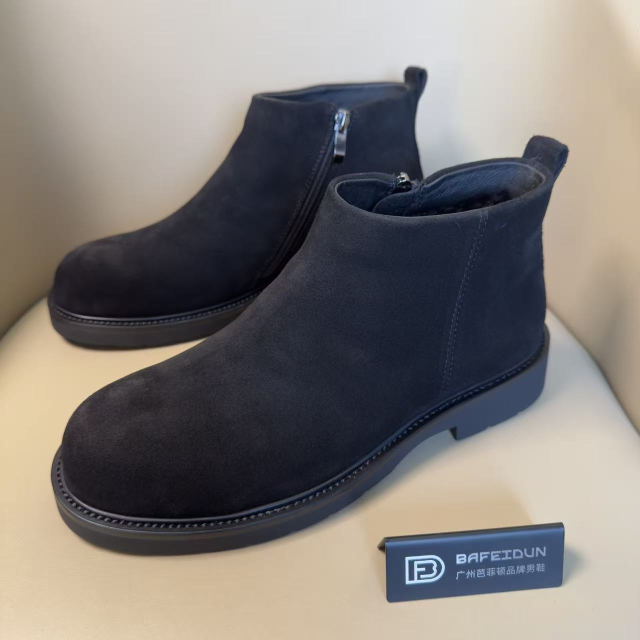 广州手工男鞋切尔西短靴磨砂皮男鞋软底拉链防滑耐磨百搭0676-761