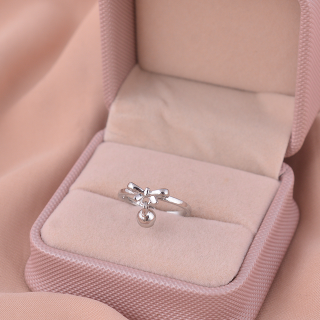 阿吉豆采购产品925纯银戒指，一步弓钟戒指，多才多艺的学生礼物