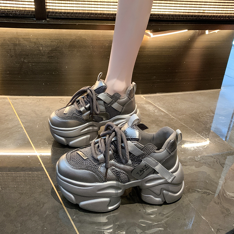 网红爆款水钻鞋子女2025秋季新款老爹鞋女厚底增高休闲百搭运动鞋