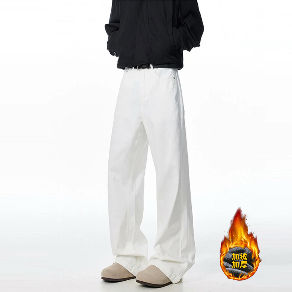 NOMIO秋季Cleanfit美式复古美拉德牛仔裤男女纯色直筒宽松裤子