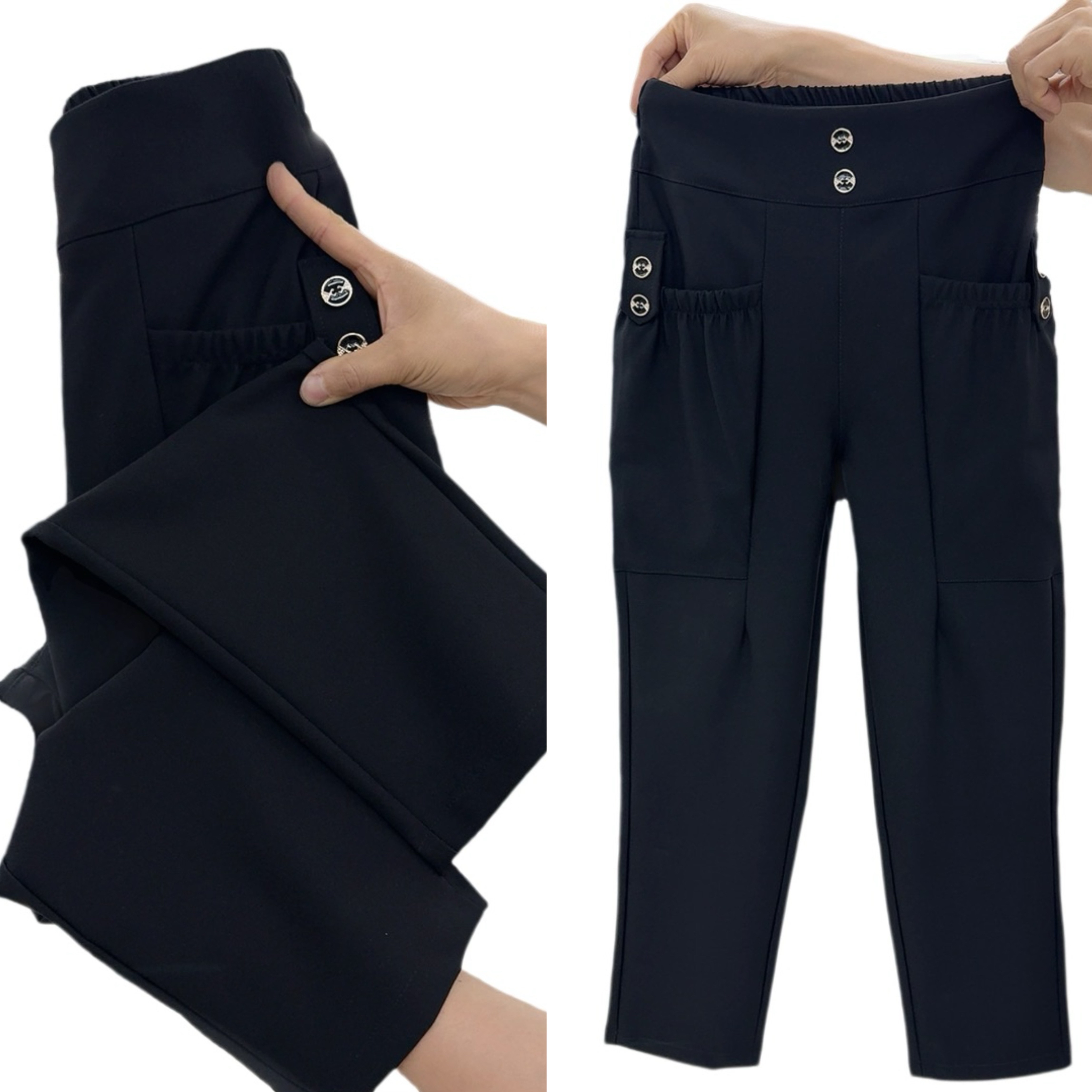 890宽松哈伦女2025潮流新款松紧小脚高腰韩版九分休闲裤显瘦弹力