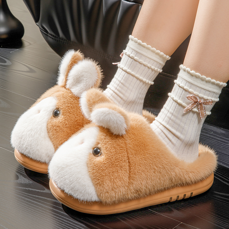 可爱卡通棉拖鞋女新款学生宿舍厚底居家拖鞋冬季加绒保暖防滑轻便