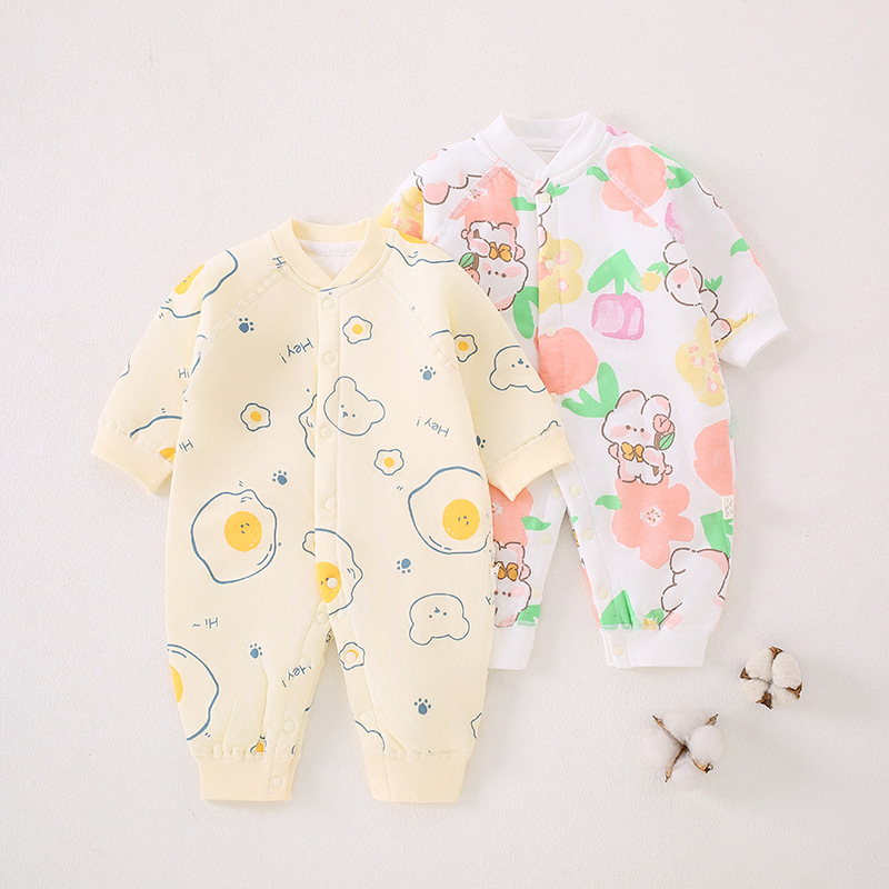 2025宝宝连体衣秋冬保暖纯棉新生儿40g薄棉打底婴儿衣服夹棉秋装