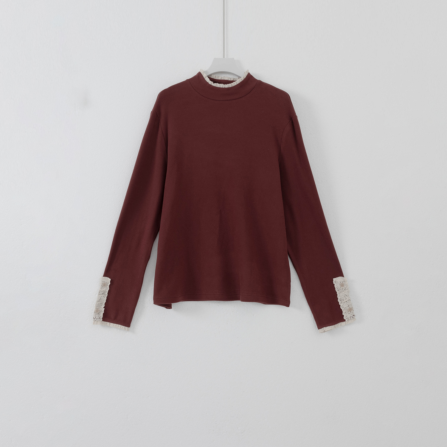 几里与麻 立领蕾丝花边打底衫 衣长60胸围104 2091646