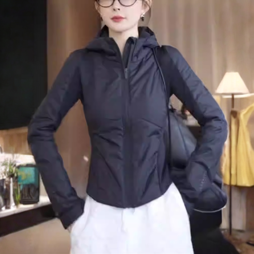 洋气夹棉连帽短外套女2025冬季新款小个子气质轻薄修身夹克小棉袄
