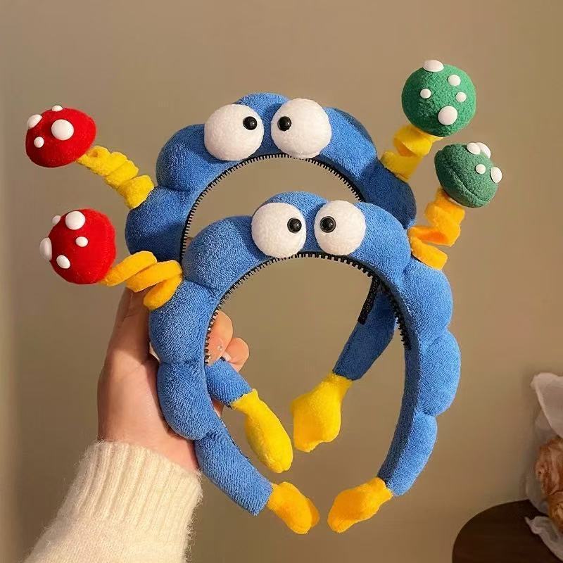 【店铺热销】可爱扭扭棒大眼洗脸发箍女2025新款搞怪发卡带齿防滑头