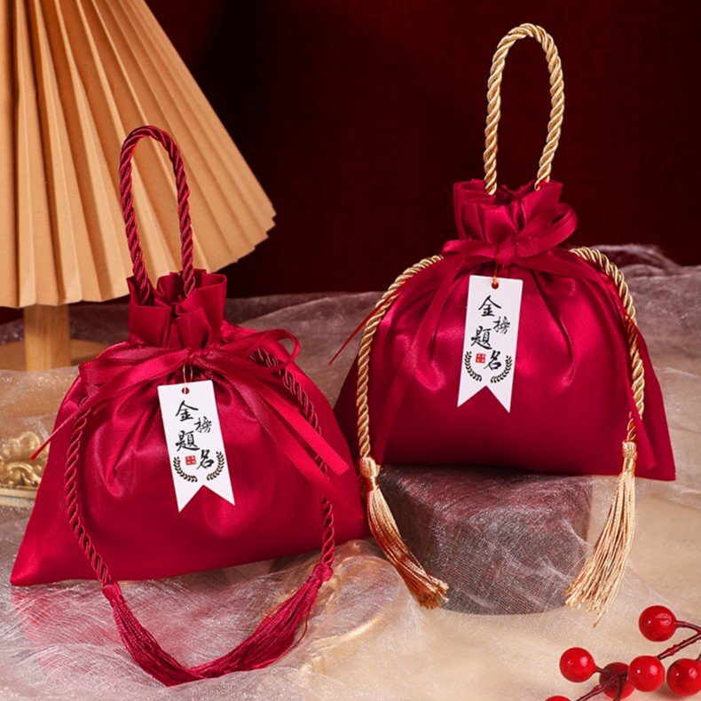 升学宴喜糖袋手提袋金榜题名布袋免折叠喜糖盒考大学酒席回礼袋子