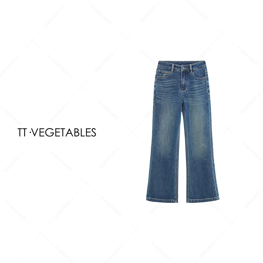 噢芬/小个子 【蕉雨】微喇高腰女装设计师加绒牛仔裤522205