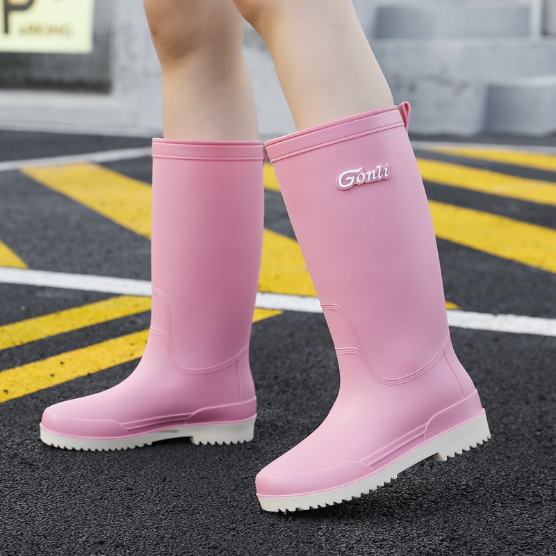 时尚雨鞋女款长筒防滑防水鞋收束口厚底水靴加绒保暖户外钓鱼鞋冬