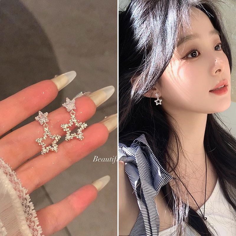 合金耳饰 轻奢高级感爆闪精致星星锆石耳钉女日韩甜酷气质耳饰