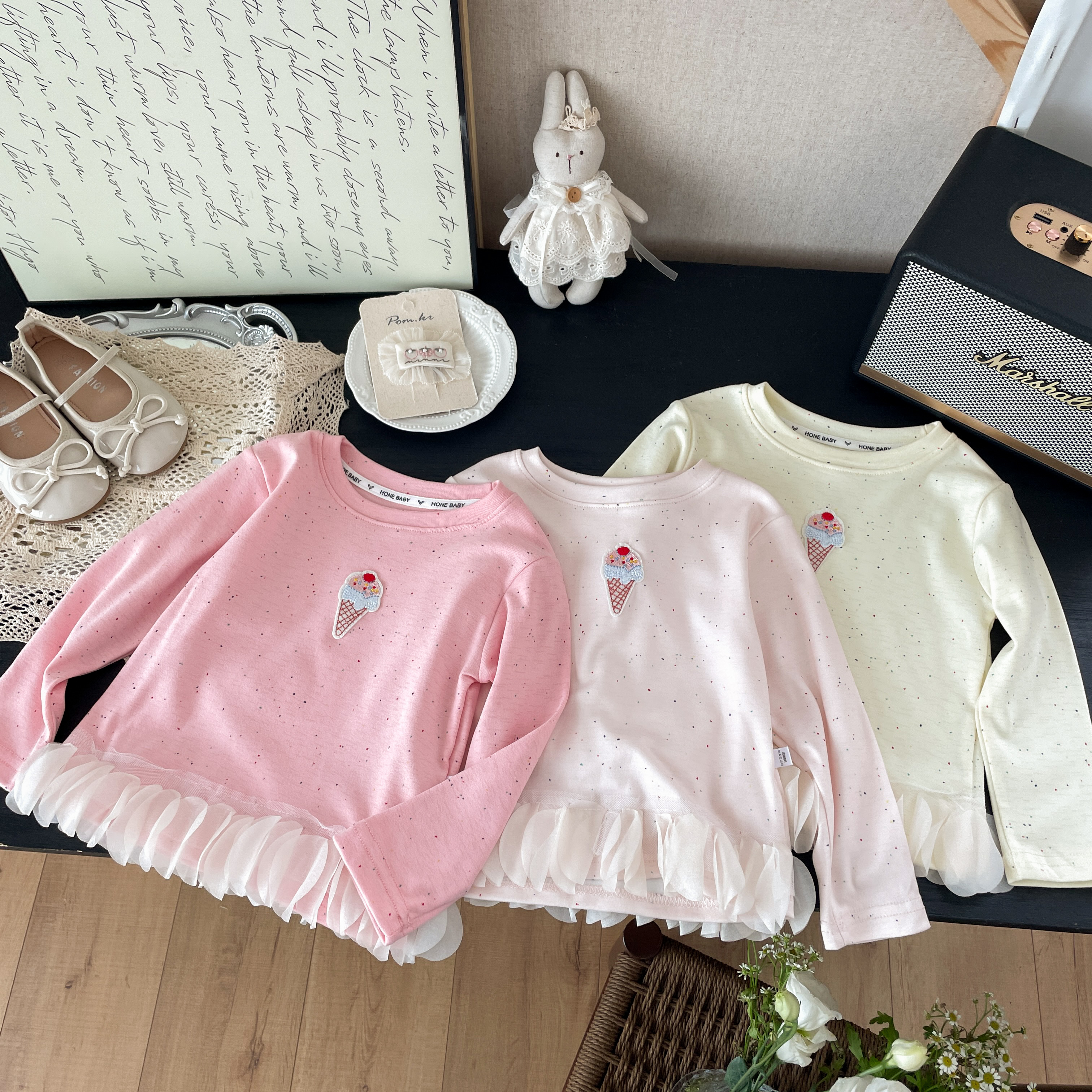 女童花边长袖T恤新款春秋儿童洋气公主套头上衣宝宝秋季打底衫