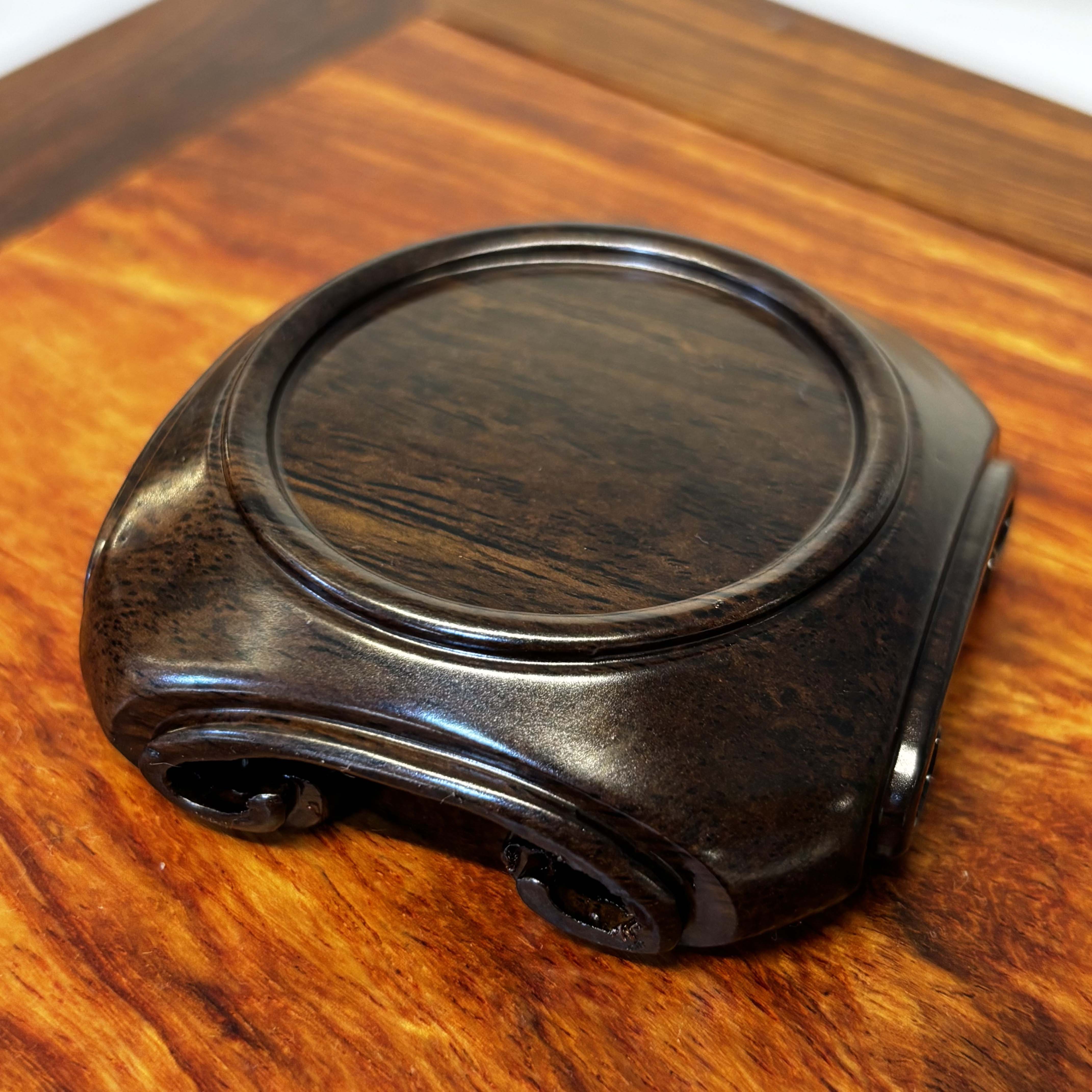 黑檀6天圆地方Y款底座壶承杯垫杯托桌面特色摆件小号底托