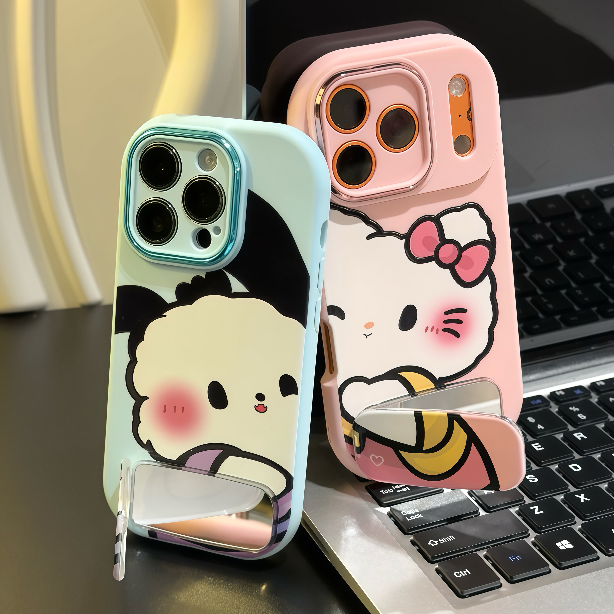 贴贴凯蒂猫小狗支架适用苹果17/16promax手机壳华为vivoppo小米17