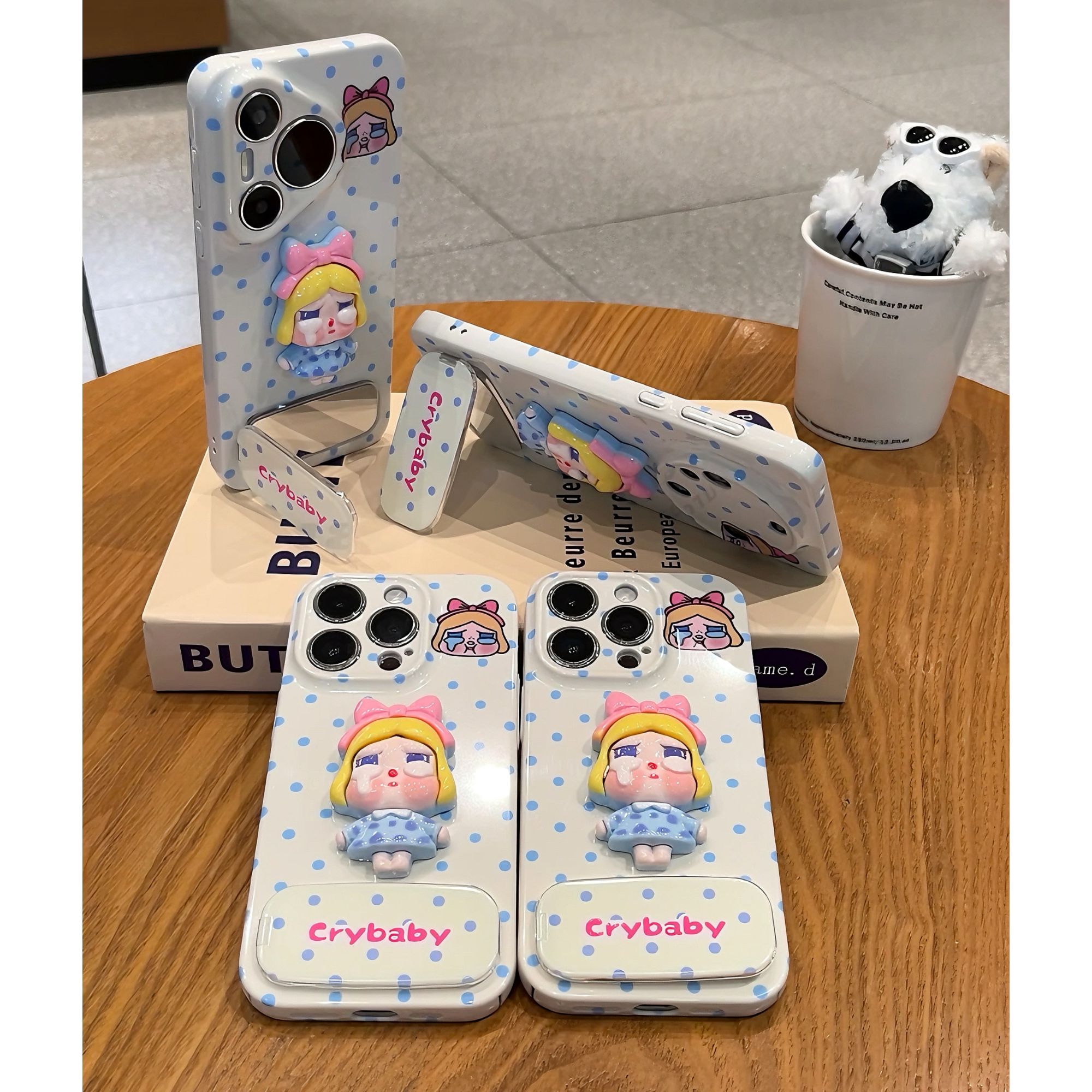 简约波点可爱立体哭娃适用苹果16手机壳华为P70vivo小米15oppo套