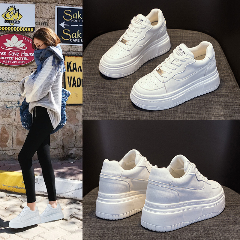 2025秋季新款圆头休闲小白鞋7cm厚底运动休闲透气低帮时尚板鞋女