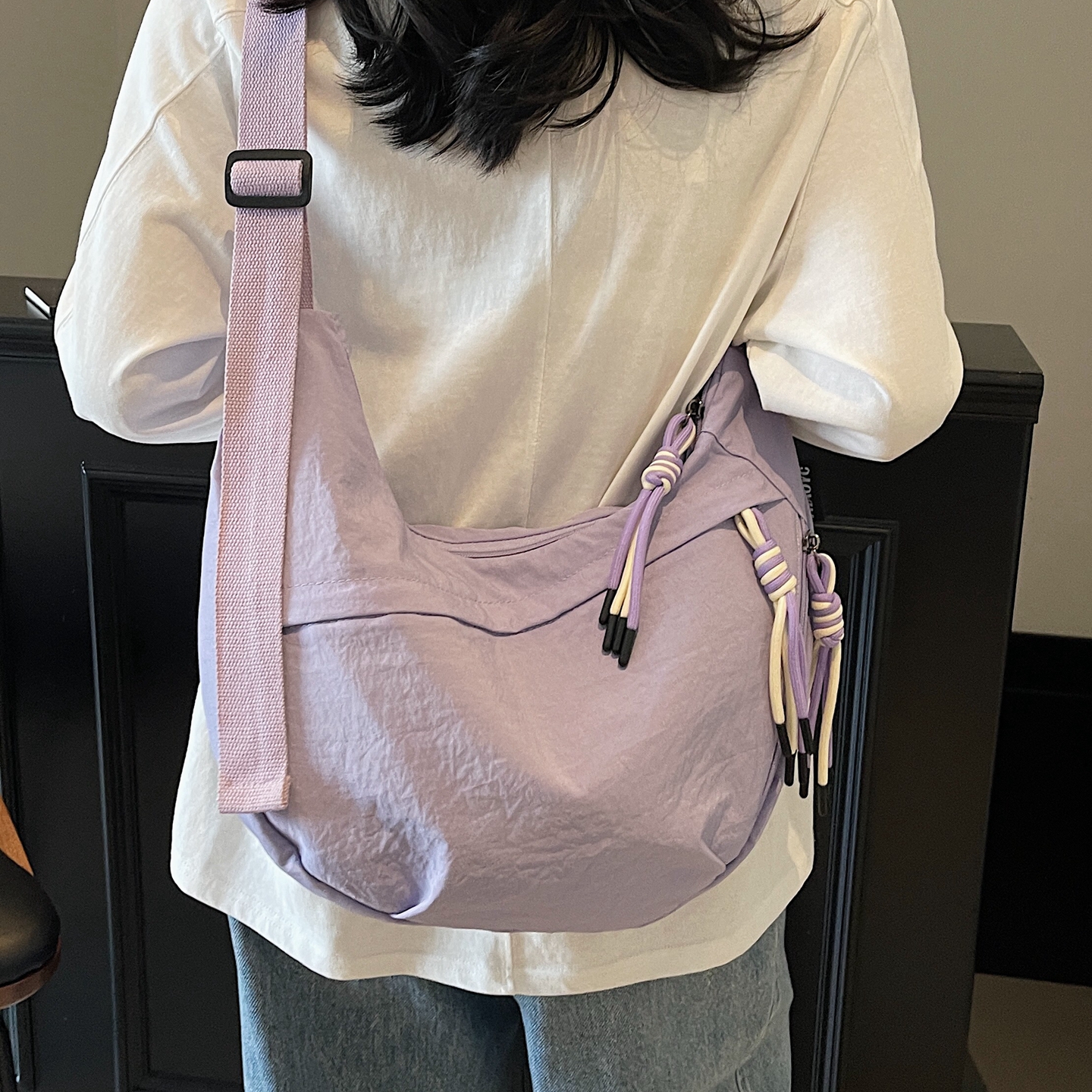 尼龙饺子包女斜挎包2025新款夏天休闲单肩背包大容量运动轻便小包