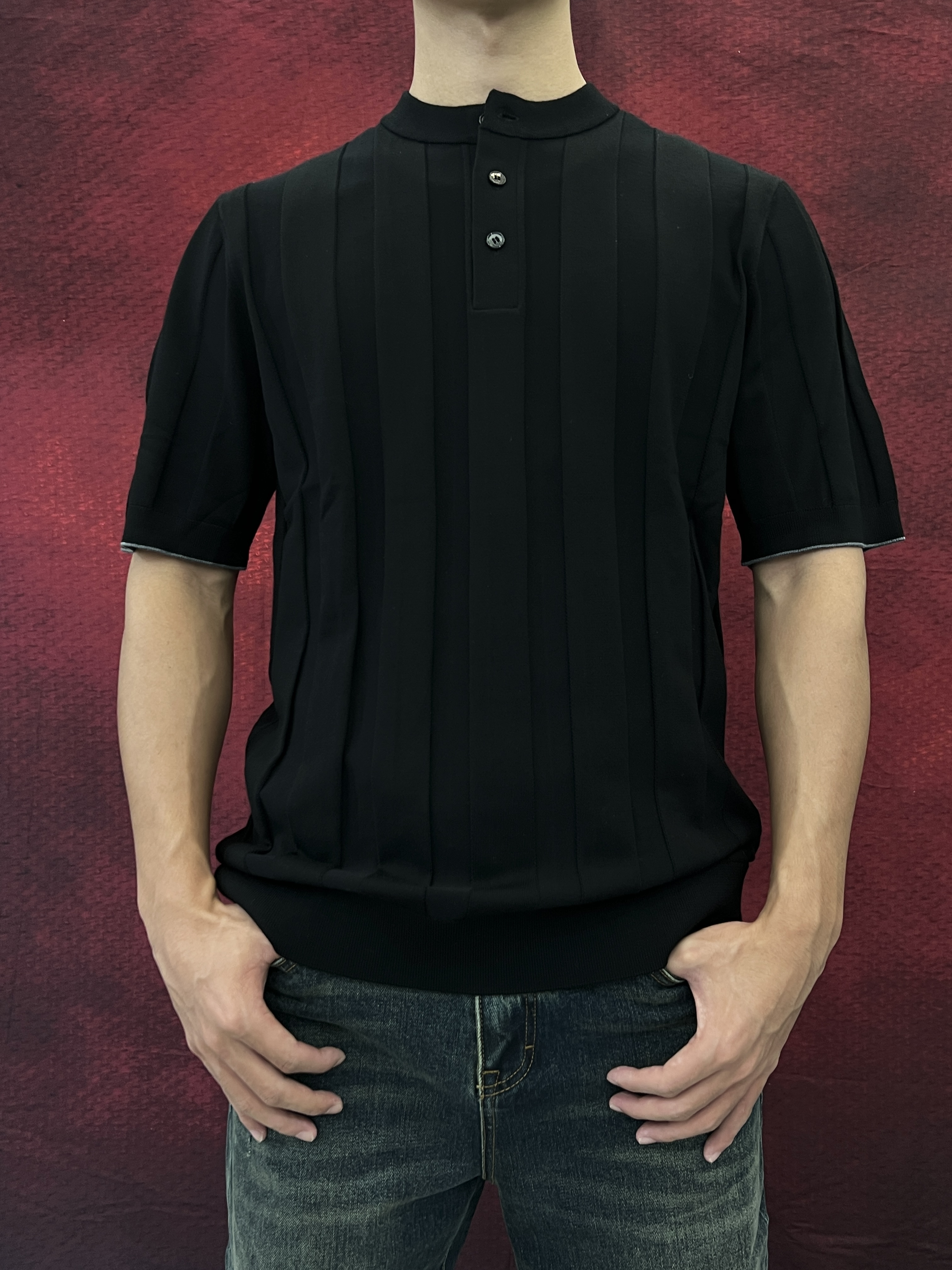 HEIMVYTES【双纱线混纺工艺】针织竖条纹男款羊毛衫休闲百搭修身