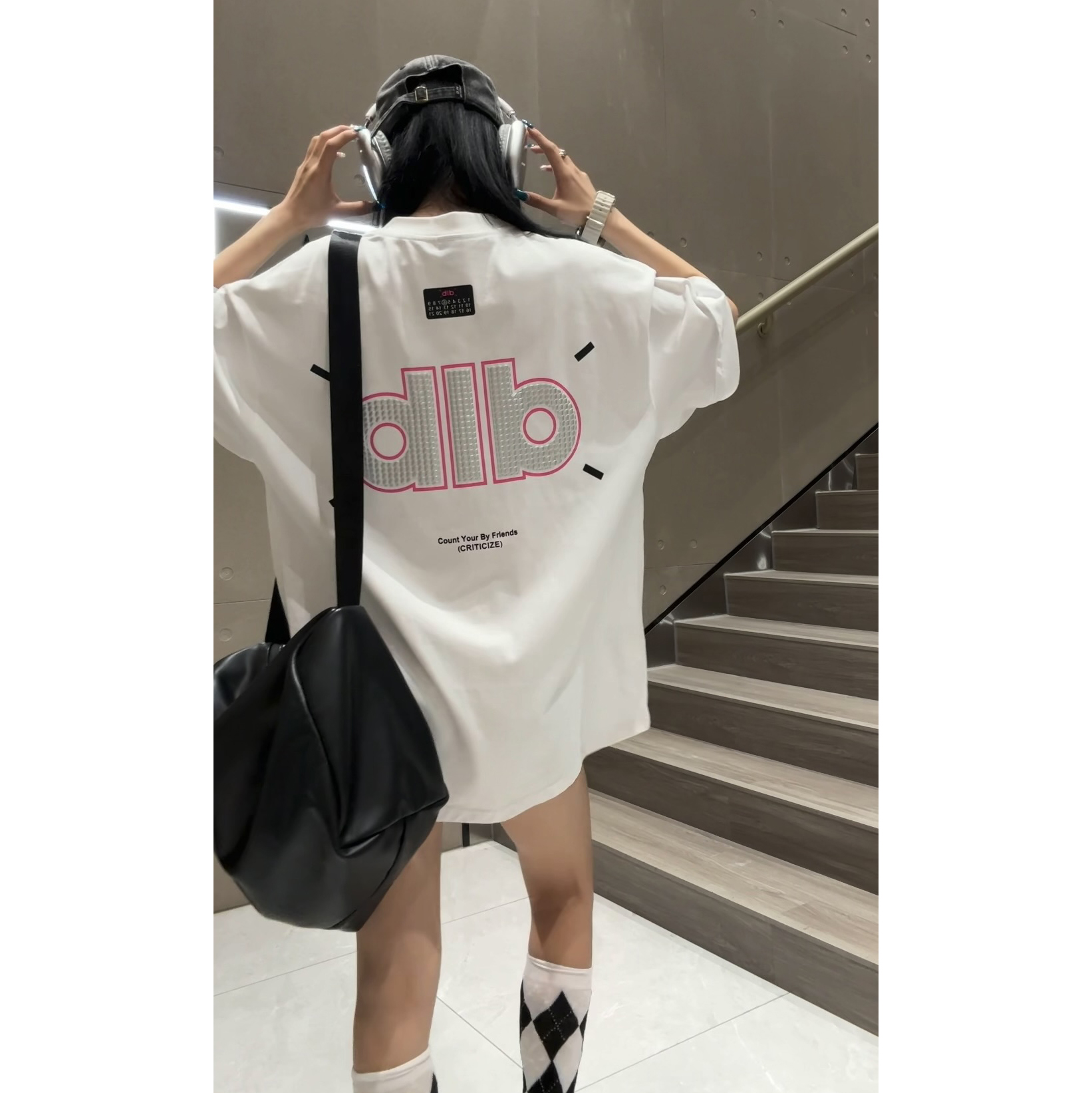 字母印花t恤女短袖2025夏季韩版ins宽松体恤中长款下衣失踪上衣服