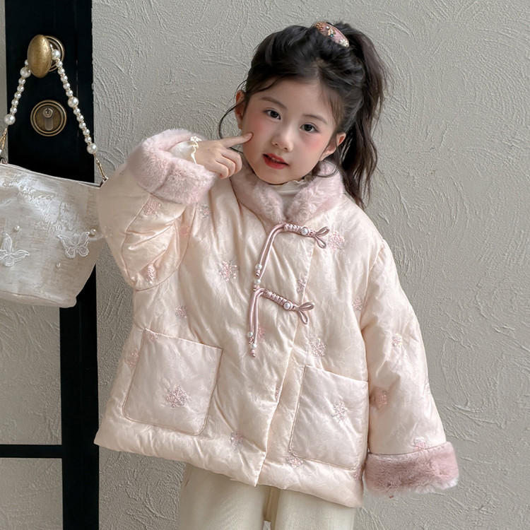2025爆款女童羽绒服冬季洋气女宝宝国风棉袄儿童冬装中式夹棉外套