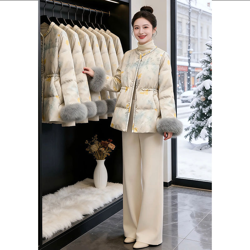 【倾国倾城】高级感洋气提花加厚棉服女2025冬季新款保暖棉衣