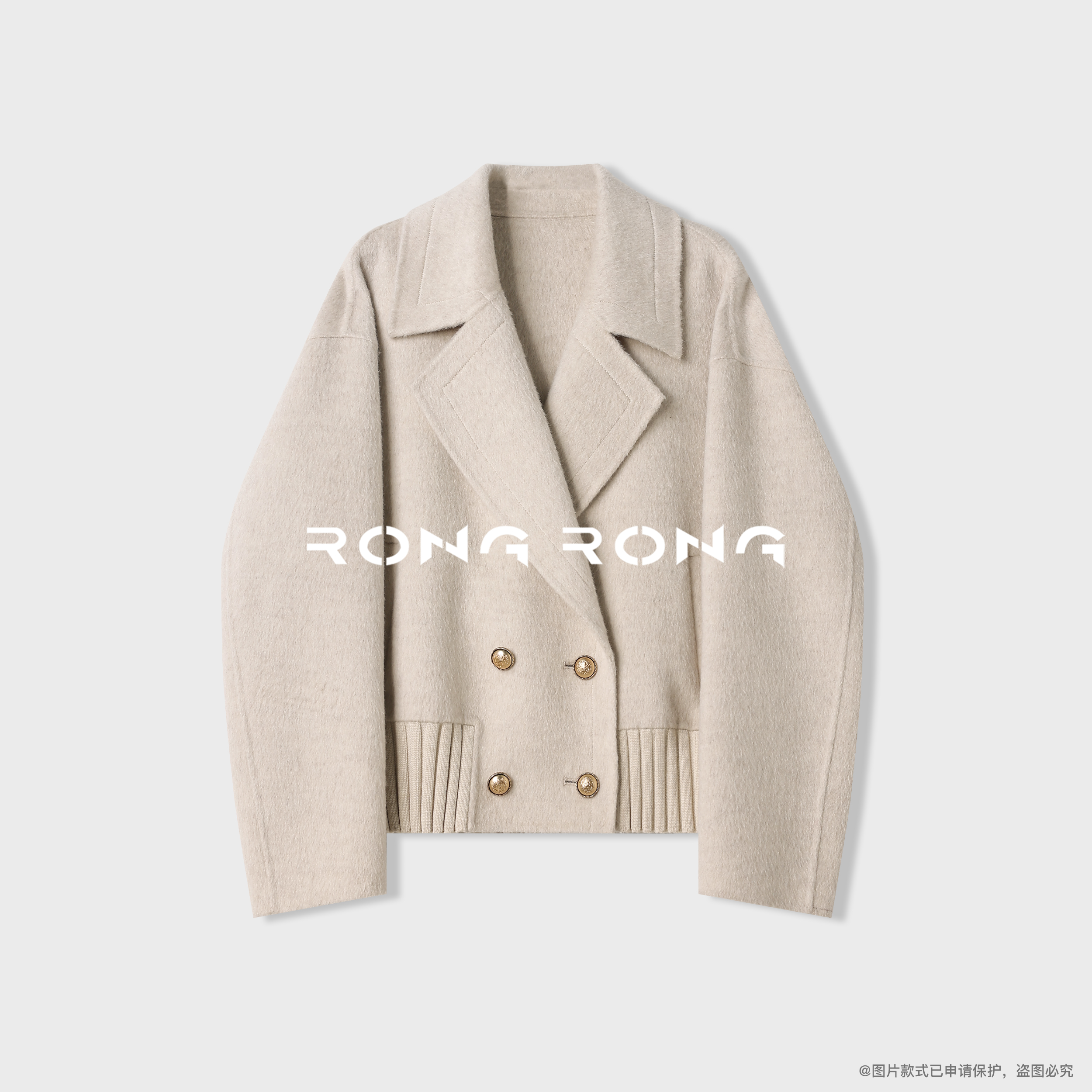 溶溶【沁雪】RONGRONG 绵羊毛驼绒桑蚕丝轻奢意式双面呢外套48Z8234